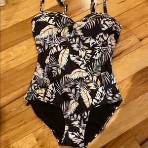 Tropical Black and White One Piece Swimwear